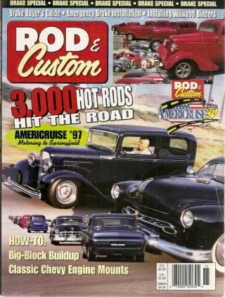 ROD & CUSTOM 1997 NOV - BILL GAYLORD, ENGINE MOUNTING BRACKETS 4 TRI-5 CHEVY